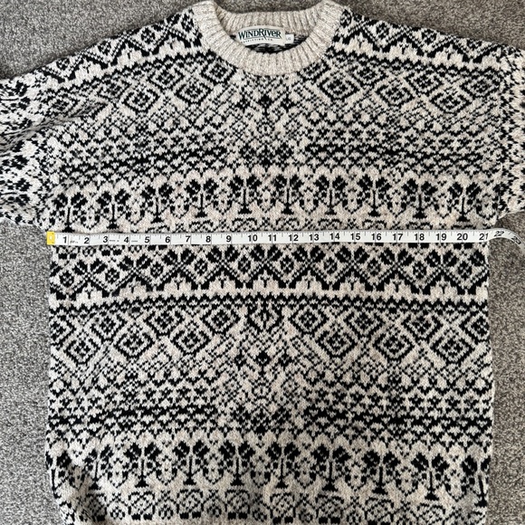 Vtg WindRiver Outfitter Knit Thermal Sweater Dark Green and Lighter Brown Large - Picture 10 of 14